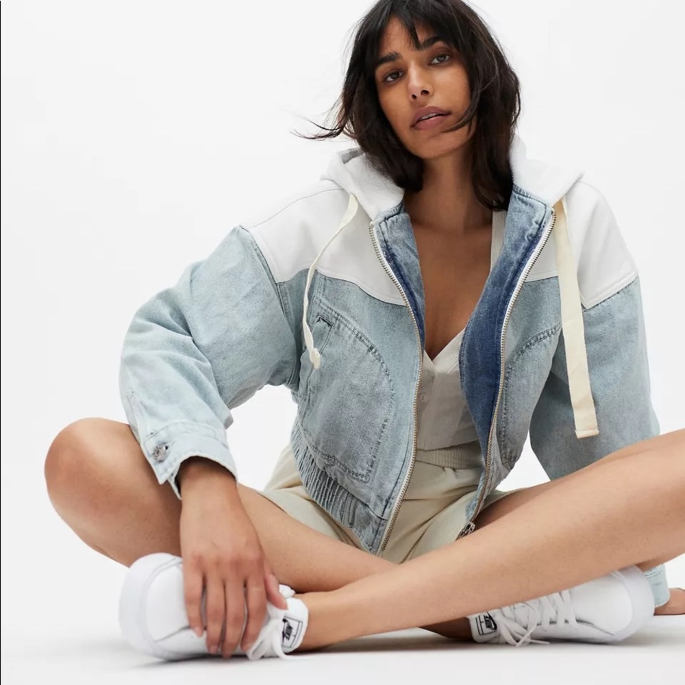 BDG Millie Colorblock Denim Bomber Jacket